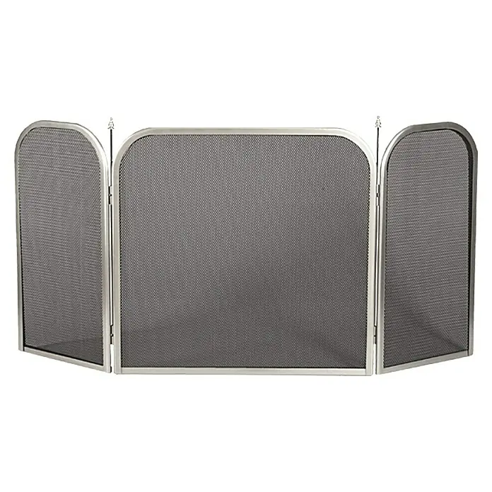 Lienbacher Salvachispas - 100 x 50 cm, Antracita/acero inoxidable - Protector de chimenea metálico de tres paneles con malla metálica fina para mayor seguridad y protección contra chispas.