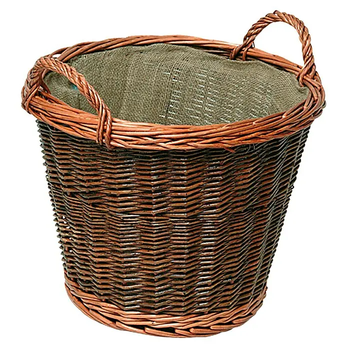 Lienbacher Weidenkorb - Braun, Durchmesser: 41 cm - Korb aus geflochtener Weide mit zwei Griffen und Stoffauskleidung, ideal für Pflanzen oder als Dekoration. Rustikal und robust.