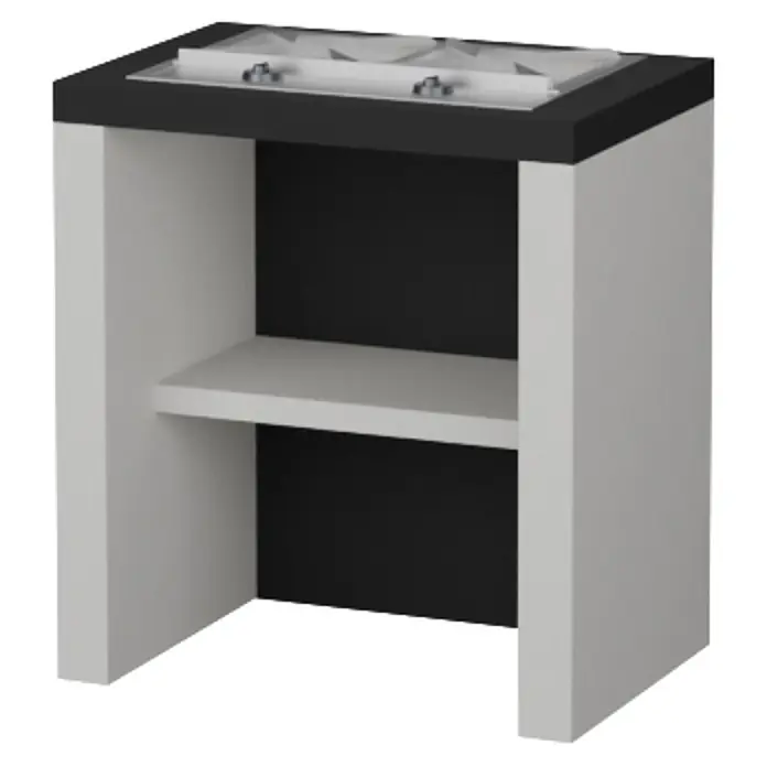 Sotnas Mesa de barbacoa para barbacoa Maiorca con cocina - Blanco/Negro, An x Pr x Al: 80 x 55 x 88 cm, Con cocina - Mueble de baño doble moderno blanco y negro con dos lavabos rectangulares y estante integrado.