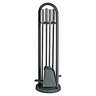 Lienbacher Garnitura za kamin (4 -dij., S ručkama od plemenitog čelika, Antracit, Visina: 70 cm)