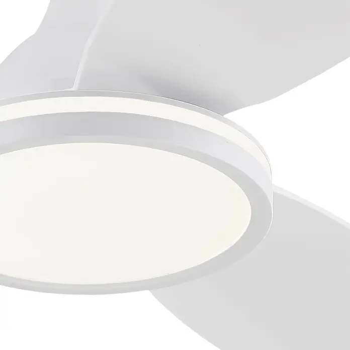 Alemar Ventilador de techo Mahon - Blanco, 107 cm - Ventilador de techo blanco con luz LED circular integrada.