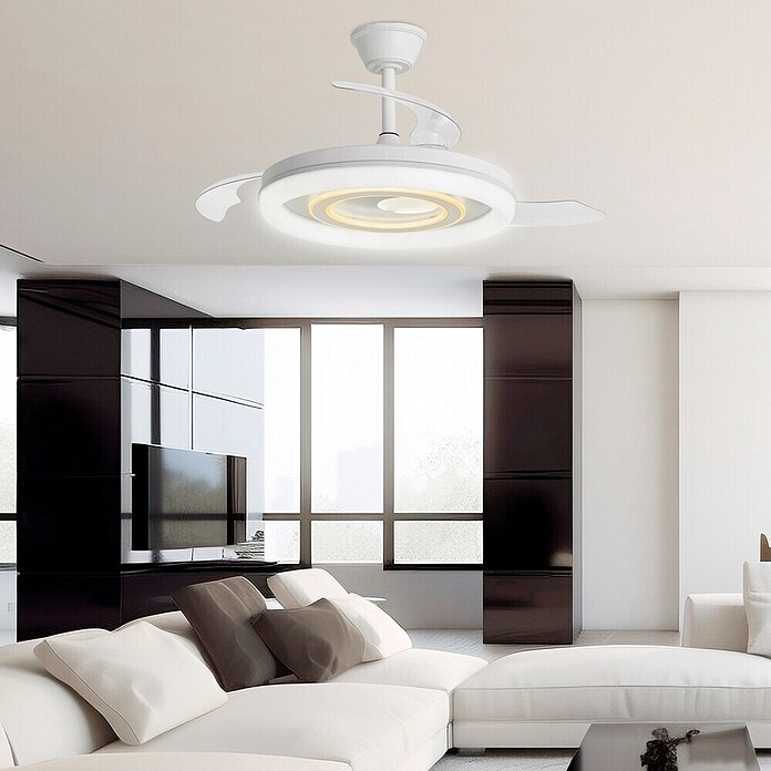 Alemar Ventilador de techo Bribon (Blanco 2, 48 cm - 106 mm, 30 W - 68 W, Blanco frío) | BAUHAUS