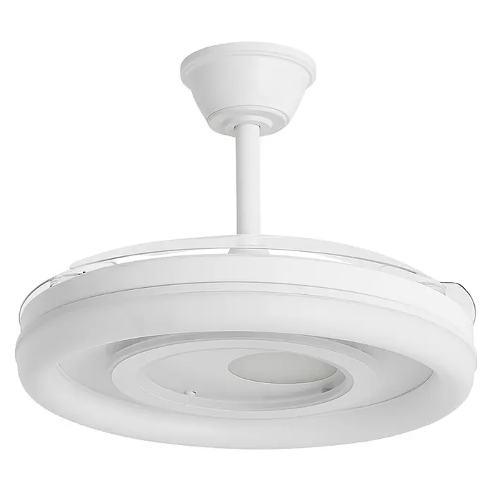 Alemar Ventilador de techo Bribon - Blanco 2, 48 cm, 30 W - 68 W, Blanco frío - Ventilador de techo blanco con aspas retráctiles y luz LED integrada.