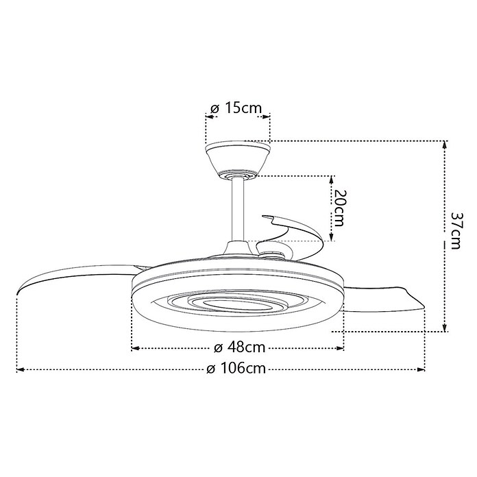 Alemar Ventilador de techo Bribon (Blanco 2, 48 cm - 106 mm, 30 W - 68 W, Blanco frío) | BAUHAUS
