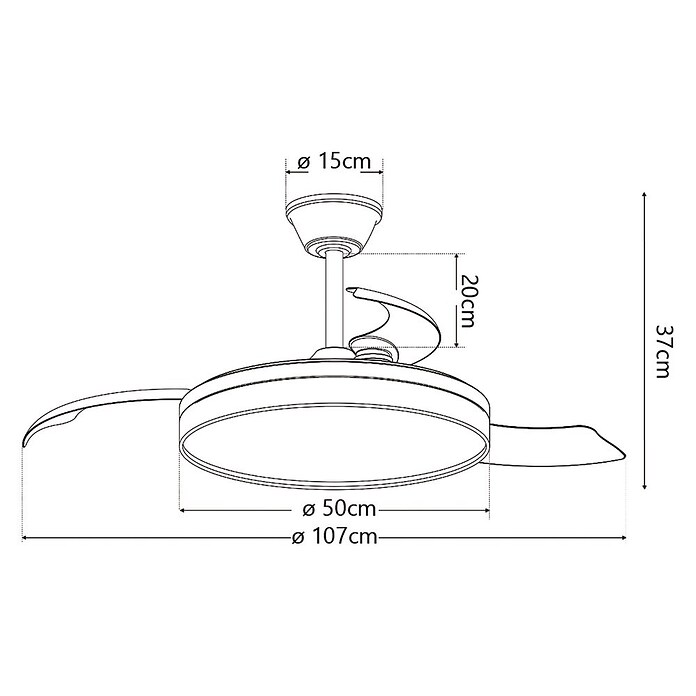 Alemar Ventilador de techo Auron (Negro, 107 mm, 30 W, RGB) | BAUHAUS