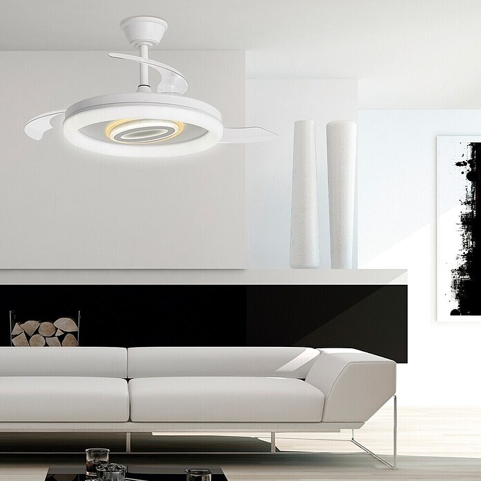 Alemar Ventilador de techo Bribon (Blanco 1, 48 cm - 106 mm, 30 W - 68 W, Blanco frío) | BAUHAUS