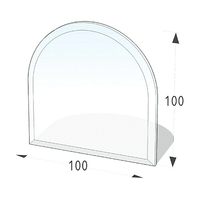 Lienbacher Glasbodenplatte100 x 100 cm, Gebogen Front View