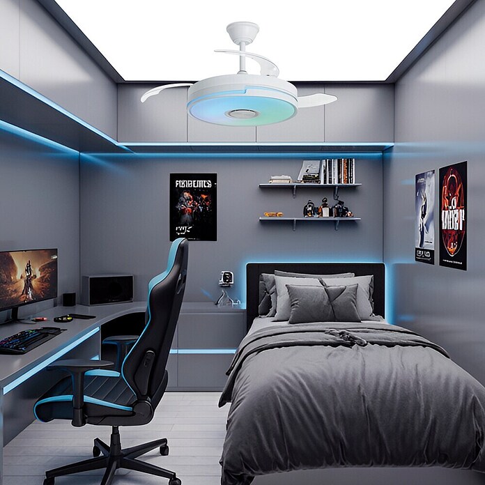 Alemar Ventilador de techo Auron (Blanco, 107 mm, 30 W, RGB) | BAUHAUS