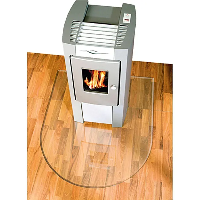 Lienbacher Glasbodenplatte - 100 x 120 cm, Gebogen - Dieser Pelletofen mit Glasplatte sorgt für Wärme und Sicherheit. Eine stilvolle Ergänzung für jedes Zuhause.