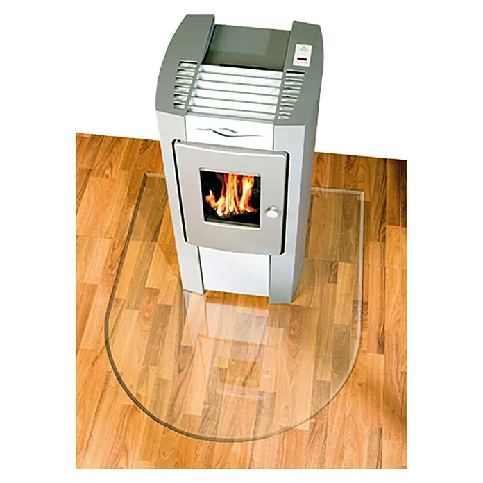 Lienbacher Glasbodenplatte - 100 x 120 cm, Gebogen - Dieser Pelletofen mit Glasplatte sorgt für Wärme und Sicherheit. Eine stilvolle Ergänzung für jedes Zuhause.