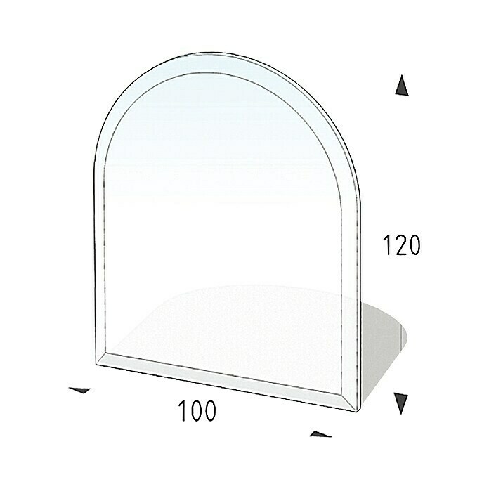 Lienbacher Glasbodenplatte100 x 120 cm, Gebogen Front View