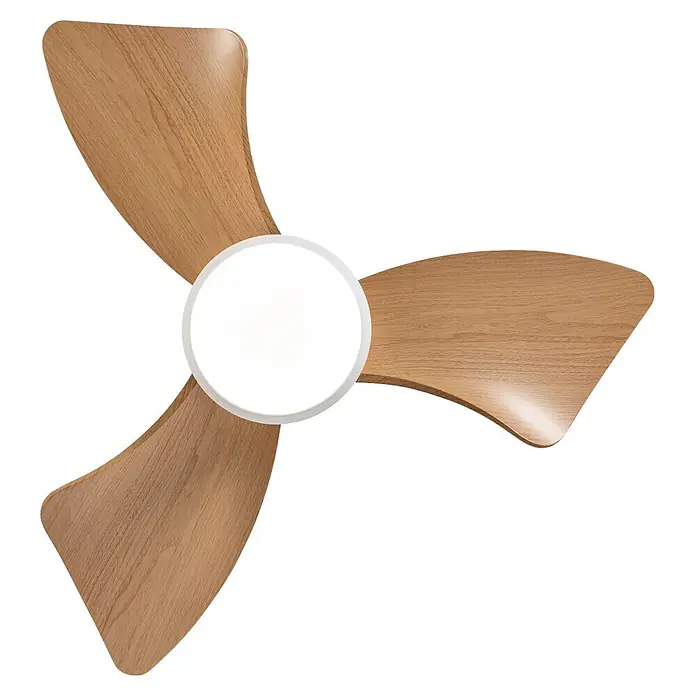 Alemar Ventilador de techo Tauro - Blanco/Madera, 76 cm, 30 W, Blanco neutro - Ventilador de techo de tres aspas con acabado de madera y luz central blanca.