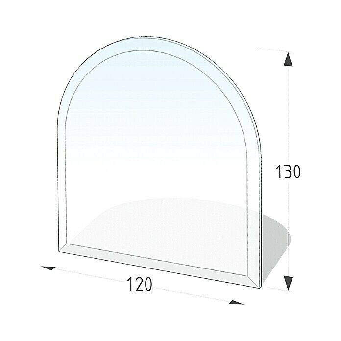 Lienbacher Glasbodenplatte120 x 130 cm, Gebogen Front View