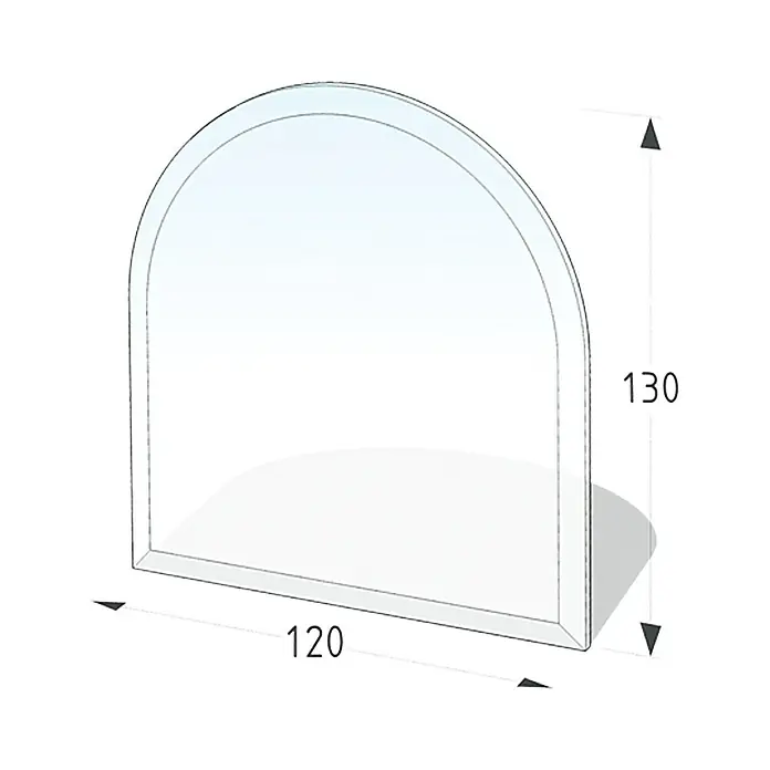 Lienbacher Glasbodenplatte - 120 x 130 cm, Gebogen - Produktbild eines transparenten, abgerundeten Schutzschilds mit den Maßen 120x130 für verschiedene Anwendungen.