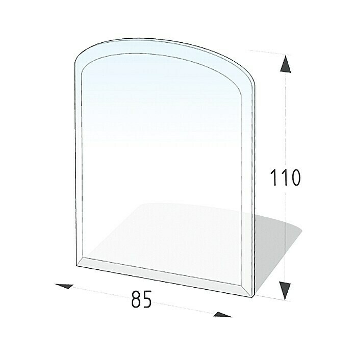 Lienbacher Glasbodenplatte Segment85 x 110 cm, Gebogen Front View