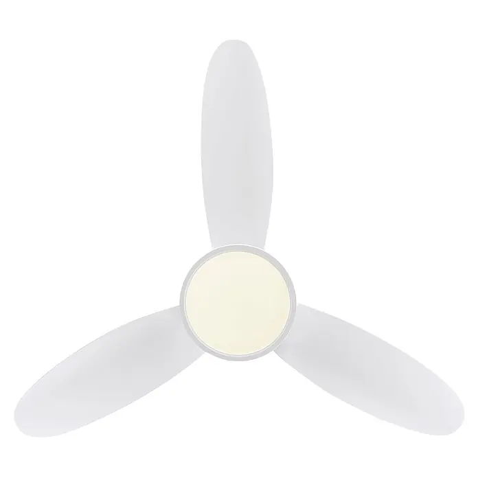 Alemar Ventilador de techo Mahon - Blanco, 107 cm - Ventilador de techo blanco de tres aspas con un aplique central claro.