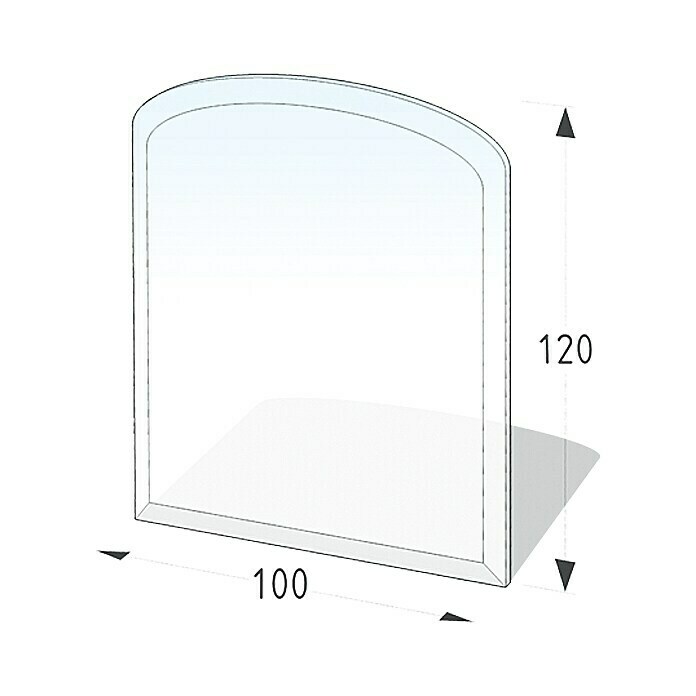 Lienbacher Glasbodenplatte Segment100 x 120 cm, Gebogen Front View