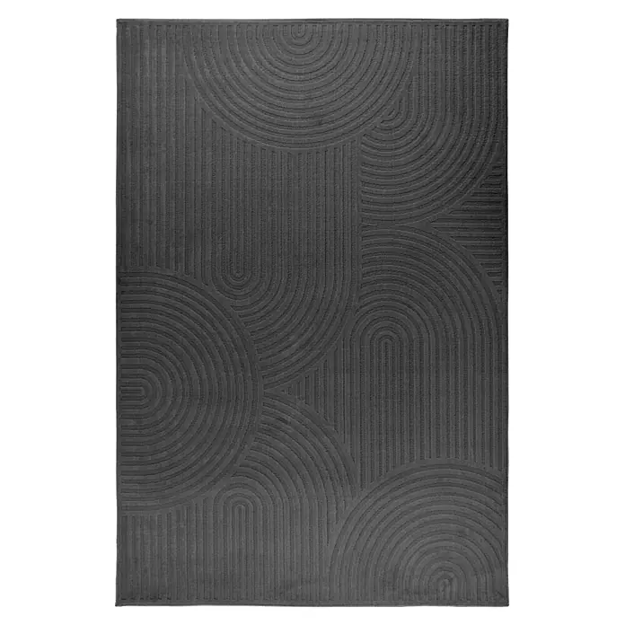 Kayoom Kurzflorteppich Bandito 325 - Dunkelgrau, 230 x 160 cm, 100 % Polyester - Draufsicht