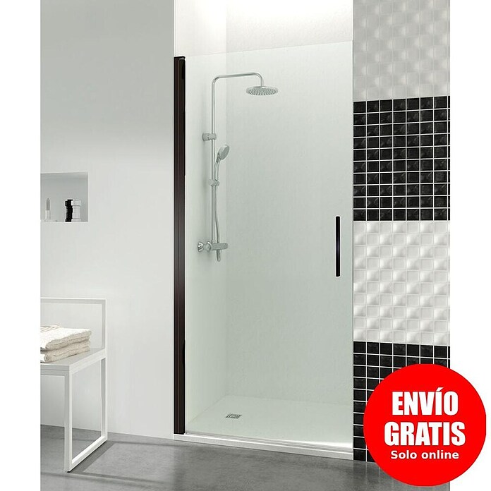 GME Mampara de ducha frontal Open Combi A (65 x 195 cm, Vidrio transparente, Negro) | BAUHAUS