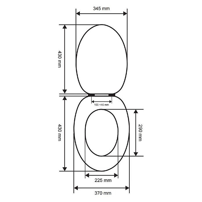 Straniščna deska  (MDF, Siva, 43 x 37 cm) | 3781 - WC-Sitz Holz | DADI - WC-Sitze | DAD - Badausstattung | DA - Badausstattung/Bäderwelt | D - Sanitär | BAUHAUS