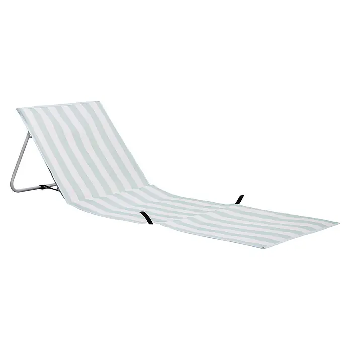 Strandmatte - L x B: 128 x 51 cm, Türkis-Weiß - Klappbare Strandmatte mit verstellbarer Rückenlehne, hellgrün-weiß gestreift.