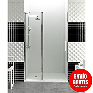 GME Mampara de ducha frontal Open Combi C (90 x 195 cm, Vidrio transparente, Plata brillo, An x Al: 90 (20/70) x 195 cm)