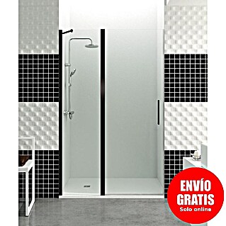 GME Mampara de ducha frontal Open Combi C (115 x 195 cm, Vidrio transparente, Negro, An x Al: 115 (50/65) x 195 cm)