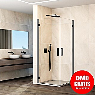 GME Mampara de ducha esquinera Glass K (L x An x Al: 65 x 45 x 195 cm, Negro, Espesor de vidrio: 8 mm)