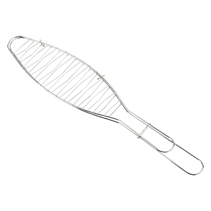 Grillstar Soporte para pescado y verduras - L x An: 41 x 9 cm - Cesta de parrilla de metal con forma de pez, perfecta para asar pescado y mariscos fácilmente. La construcción de alambre garantiza una cocción uniforme.