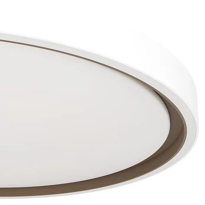 Eglo Plafón LED redondo Semovigo - 18 W, Ø x Al: 40 x 6 cm, Latón Oscuro, Blanco neutro - Panel de exhibición curvo en capas blanco y marrón, con un diseño moderno y elegante.