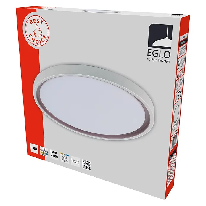 Eglo Plafón LED redondo Semovigo - 18 W, Ø x Al: 40 x 6 cm, Latón Oscuro, Blanco neutro - Caja de producto para lámpara de techo LED redonda EGLO con funciones 'TRI-COLOUR' (3000-6500K) y '2100 LUMEN'.