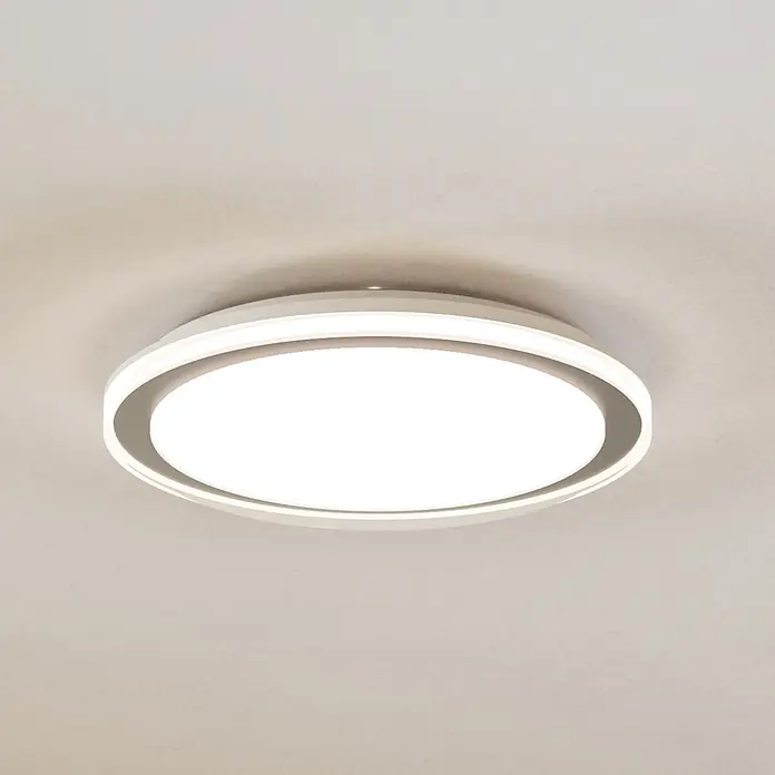 Eglo Plafón LED redondo Semovigo - 18 W, Ø x Al: 40 x 6 cm, Blanco/Negro, Blanco neutro - Lámpara de techo LED redonda blanca, empotrada e iluminada.