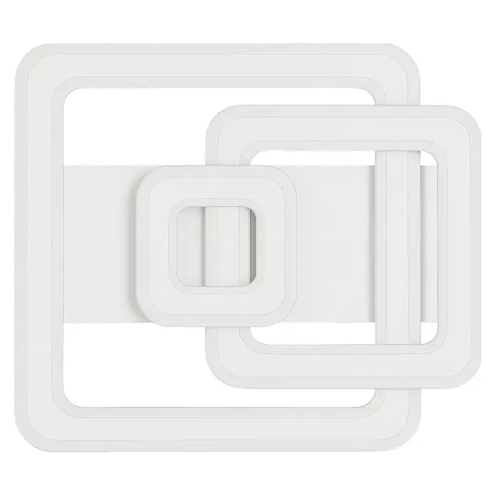 Panaled Plafón LED Tokio - 70 W, L x An x Al: 45 x 50 x 8,5 cm, Blanco, Blanco, Blanco neutro - Marcos geométricos blancos superpuestos con esquinas redondeadas y líneas paralelas, creando un diseño abstracto.