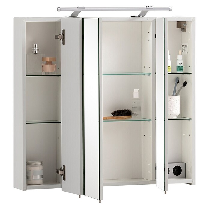 Schildmeyer LED-Spiegelschrank Look (Breite: 70 cm, Energieeffizienzklasse: A++ bis A, Mit Beleuchtung, MDF, Weiß)