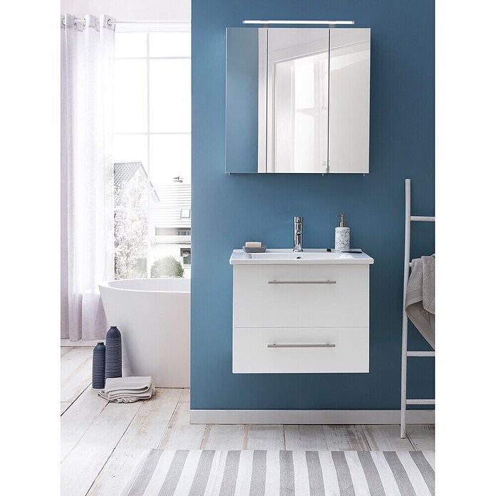 Schildmeyer LED-Spiegelschrank Look (Breite: 70 cm, Energieeffizienzklasse: A++ bis A, Mit Beleuchtung, MDF, Weiß)