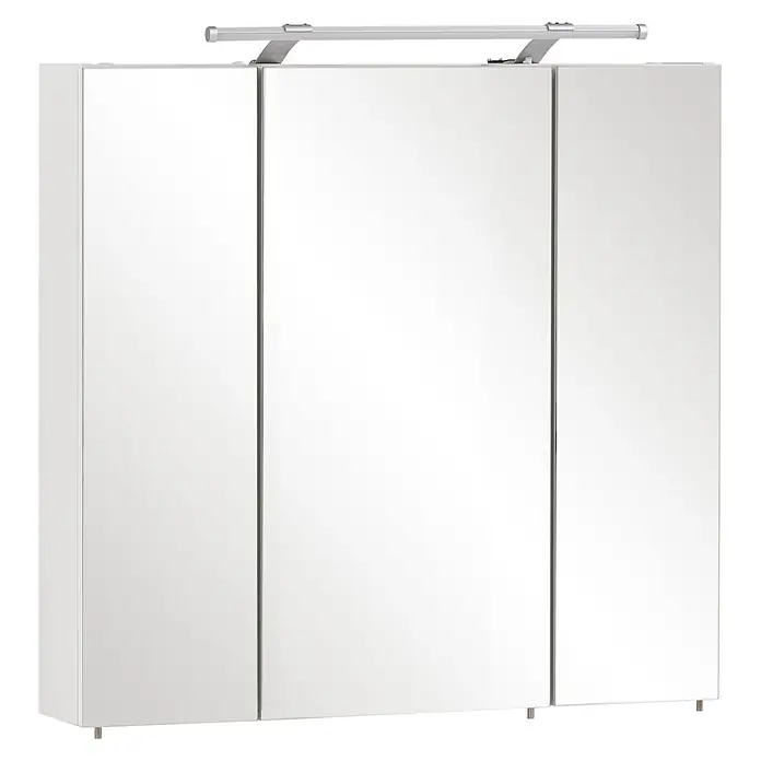 Schildmeyer LED-Spiegelschrank Look - B x H: 70 x 75 cm, Holz, Weiß - Diagonale Ansicht