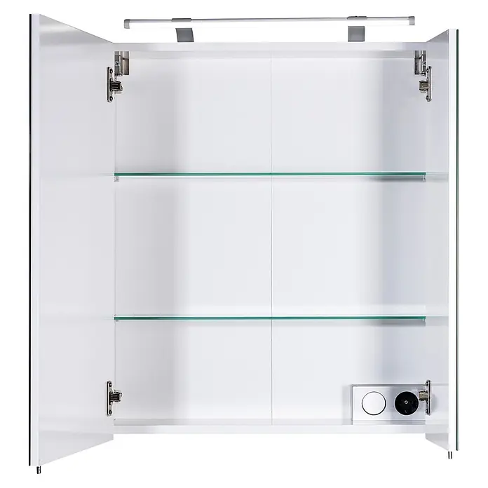 Schildmeyer Dorina LED-Spiegelschrank - B x H: 60 x 74,7 cm, Holz, Weiß Glänzend - Vorderansicht