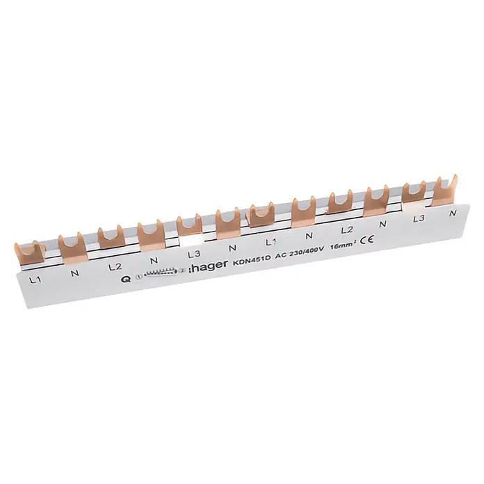 Hager Phasenschiene 16 mm² 80 A - Grau - Diagonale Ansicht