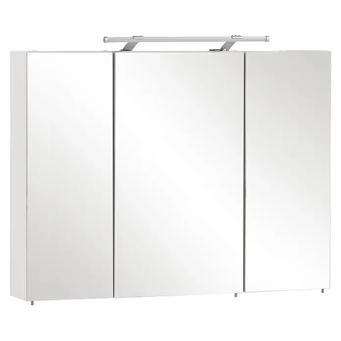 Schildmeyer Dorina LED-Spiegelschrank - B x H: 100 x 75 cm, Holz, Weiß Glänzend - Vorderansicht