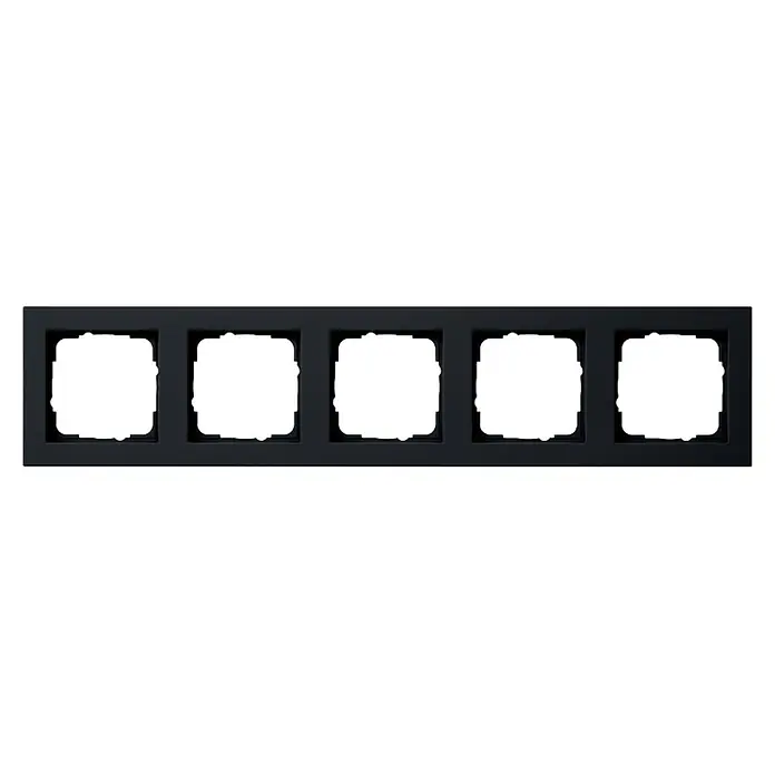 Gira E2 Abdeckrahmen 21509 - Schwarz matt, Kunststoff - Schwarzer 5-fach Abdeckrahmen für modulare Elektro-Einsätze.