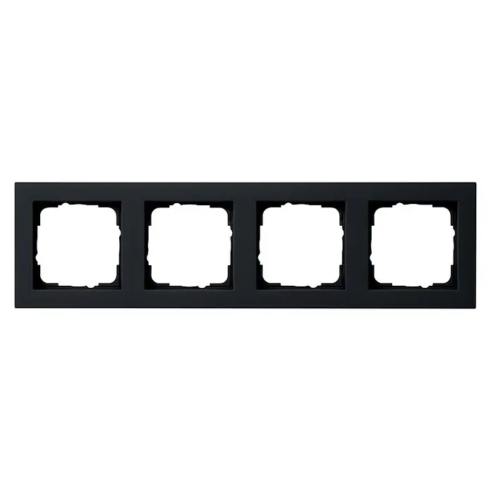 Gira E2 Abdeckrahmen 21409 - Schwarz matt, Kunststoff - Schwarze 4-fach Abdeckrahmen für Elektroeinsätze.