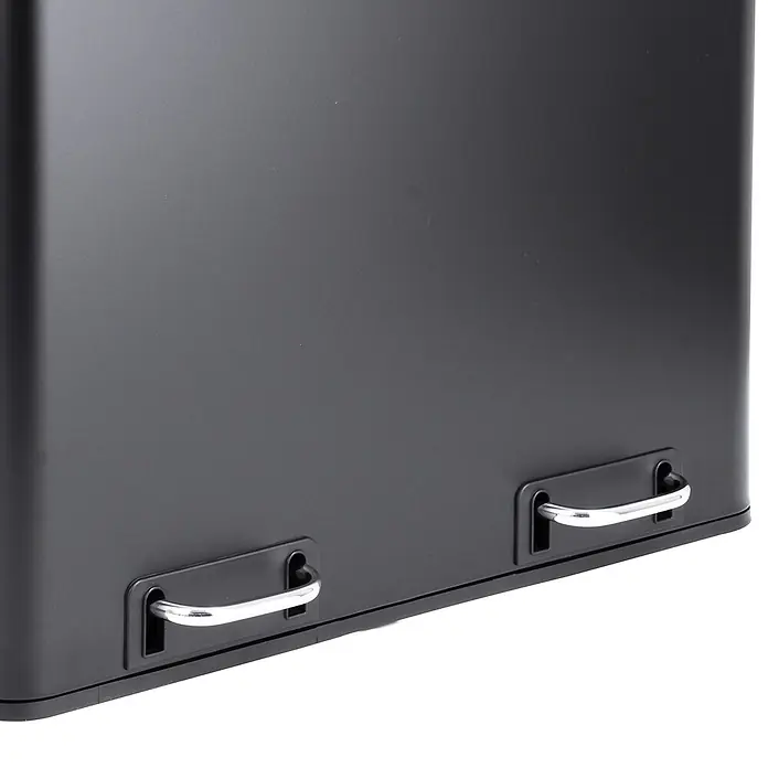 SVITA Treteimer TM2X30 - 60 l, Metall, Schwarz - Dunkelgrauer Doppel-Mülleimer mit zwei verchromten Fußpedalen zur berührungslosen Öffnung.