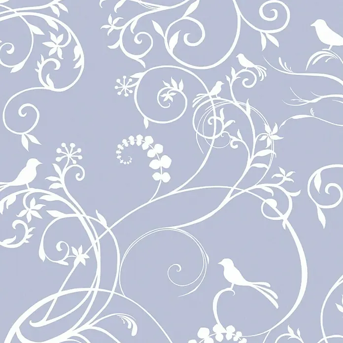D-c-fix Rio Tisch-Set - Alisa, Grau, 44 x 29 cm - Das zarte florale Muster mit stilisierten Vögeln in Weiß auf hellblauem Grund strahlt eine ruhige, elegante Atmosphäre aus. Ideal für beruhigende Räume.