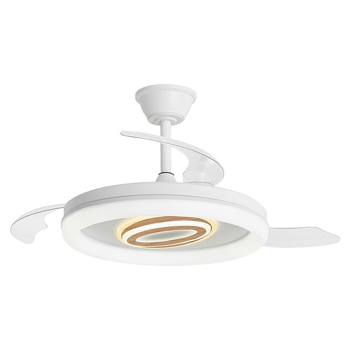 Alemar Ventilador de techo Bribon (Blanco/Madera, 48 cm - 106 mm, 30 W - 68 W, Blanco frío) | BAUHAUS