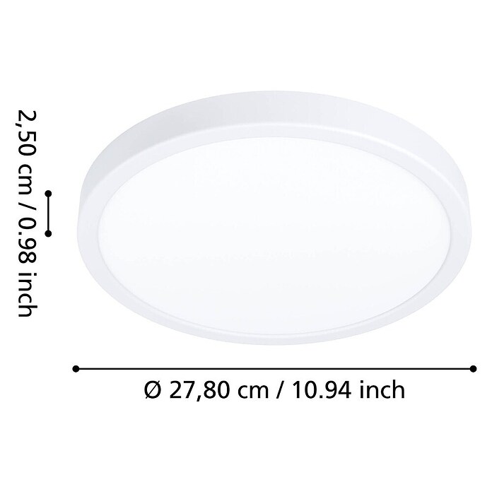 Eglo Fueva 6 Ledpaneel, rond (14,2 W, Ø x h: 27,8 x 2,5 cm, Wit, Warm wit) | BAUHAUS