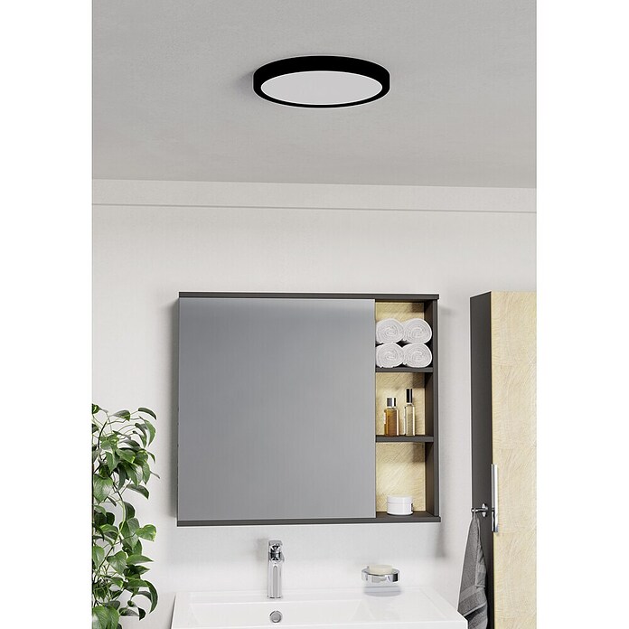 Eglo Fueva 6 Ledpaneel, rond (14,2 W, Ø x h: 27,8 x 2,5 cm, Zwart, Warm wit) | BAUHAUS