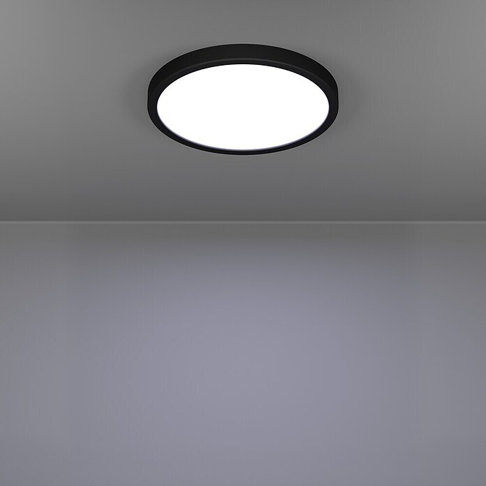 Eglo Fueva 6 Ledpaneel, rond (14,2 W, Ø x h: 27,8 x 2,5 cm, Zwart, Warm wit) | BAUHAUS