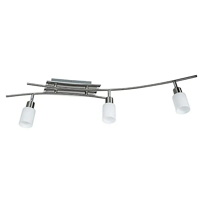 Tween Light Regleta LED Caborca - 3 W, Níquel mate, Blanco Opal, Blanco cálido - Lámpara de techo moderna con tres focos en blanco y cromo, ideal para una iluminación brillante y elegante.
