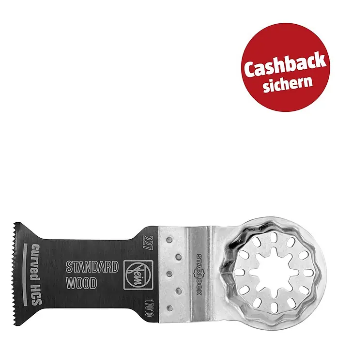 Fein Starlock Tauchsägeblatt E-Cut Curved - L x B: 55 x 35 mm, 3 Stk. - Schwarzes und silbernes Oszillationssägeblatt für gekrümmtes Standardholz mit Starlock-Aufnahme.