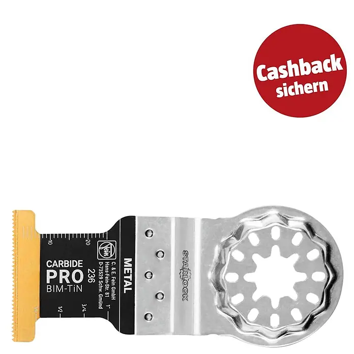 Fein Tauchsägeblatt E-Cut Carbide Pro - 3 Stk. - Schwarzes und silbernes Pendel-Sägeblatt für Metall mit Carbide PRO BIM-TiN Zähnen und Starlock-Aufnahme.